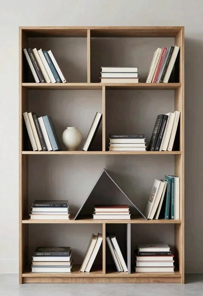 18 Black and White Bookshelf Ideas With Bold Contrast - 2. Geometric Shapes 1