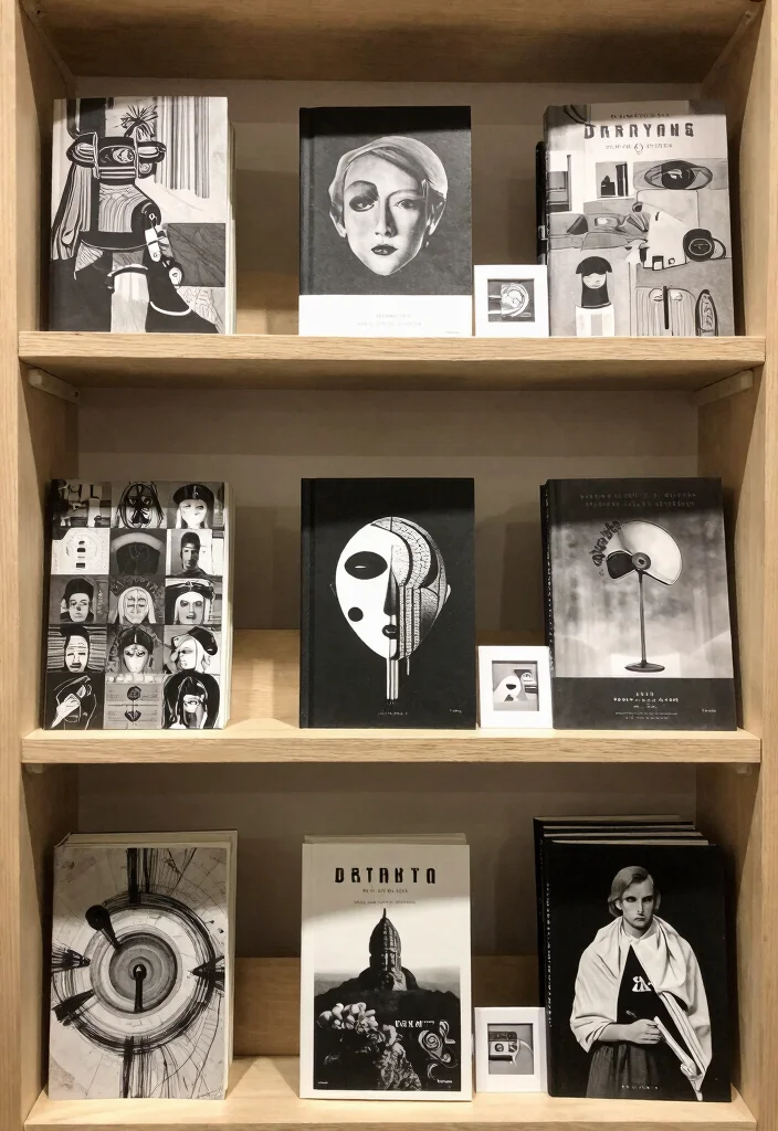 18 Black and White Bookshelf Ideas With Bold Contrast - 5. Artistic Book Covers 1