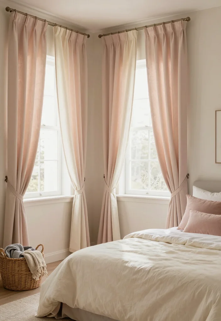 18 Curtains Color Combinations Ideas That Elevate Any Room - 3. Soft Blush and Cream 1