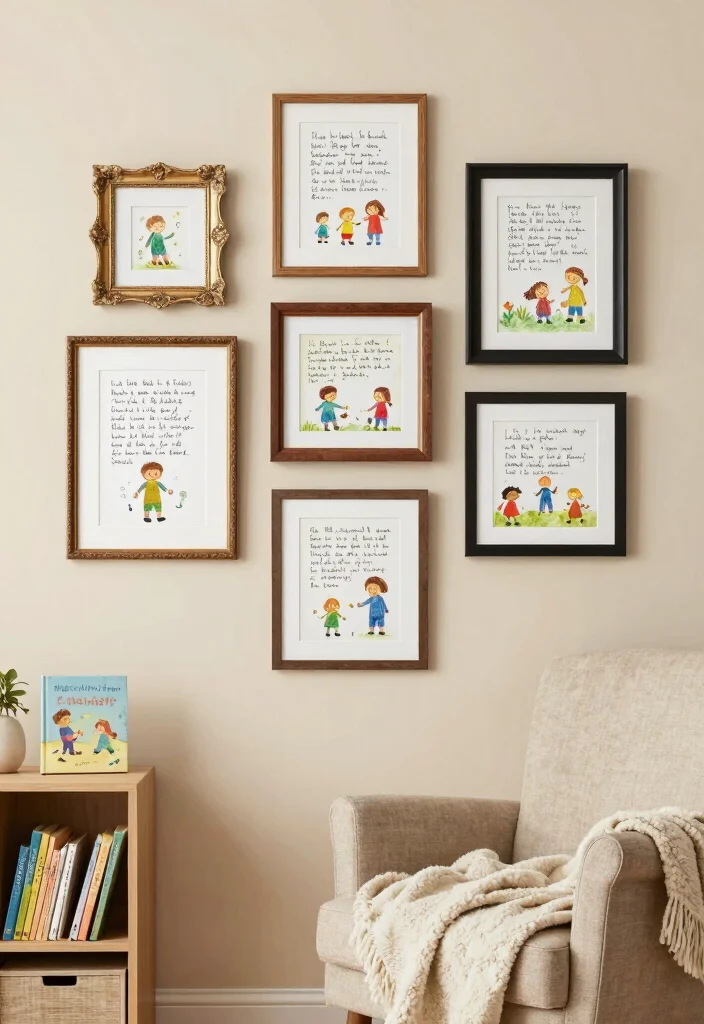 18 Kids Art Wall Display Ideas That Showcase Creativity - 10. Art Frames with a Story 1