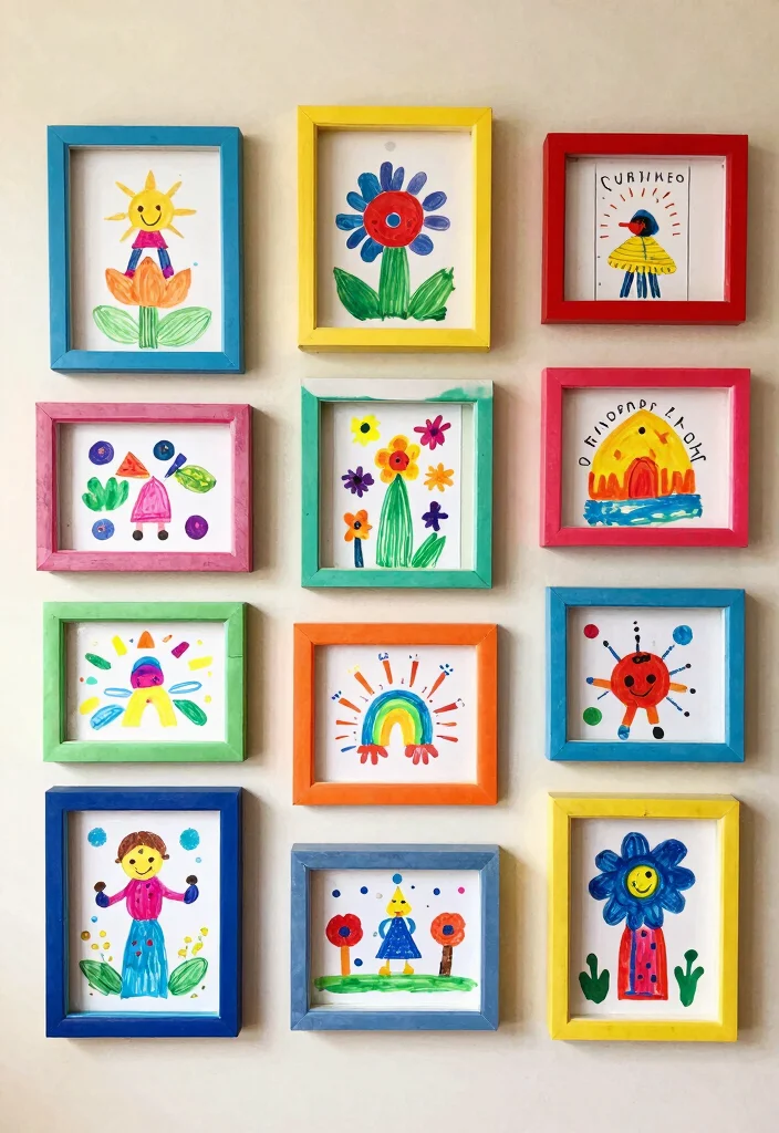 18 Kids Art Wall Display Ideas That Showcase Creativity - 11. Colorful Washi Tape Displays 1