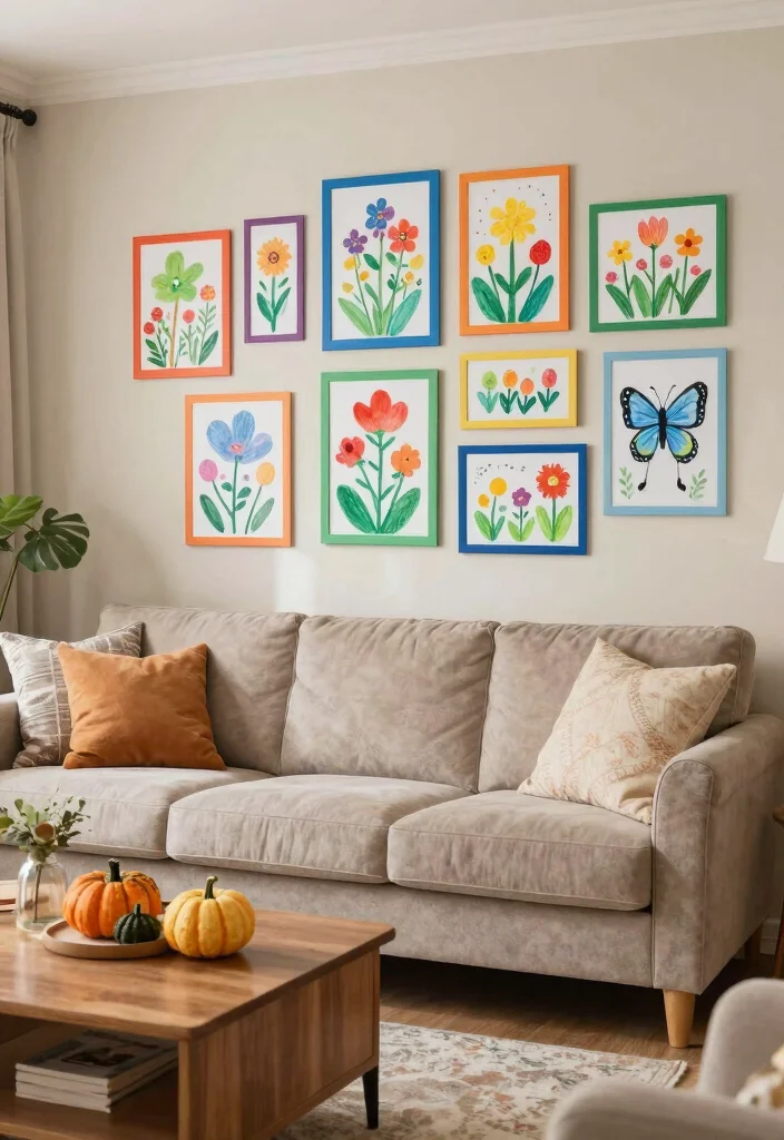 18 Kids Art Wall Display Ideas That Showcase Creativity - 16. Seasonal Art Displays 1