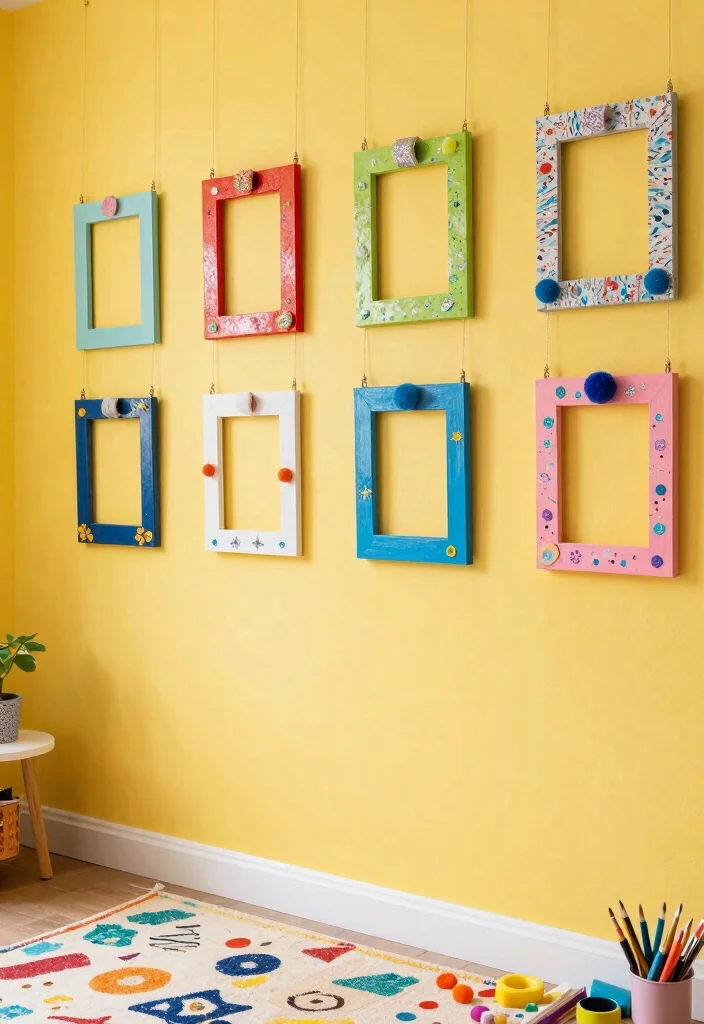 18 Kids Art Wall Display Ideas That Showcase Creativity - 3. DIY Art Frames with a Twist 1