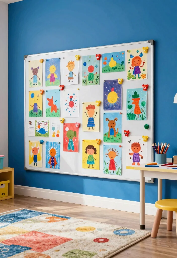 18 Kids Art Wall Display Ideas That Showcase Creativity - 6. Magnetic Art Board 1