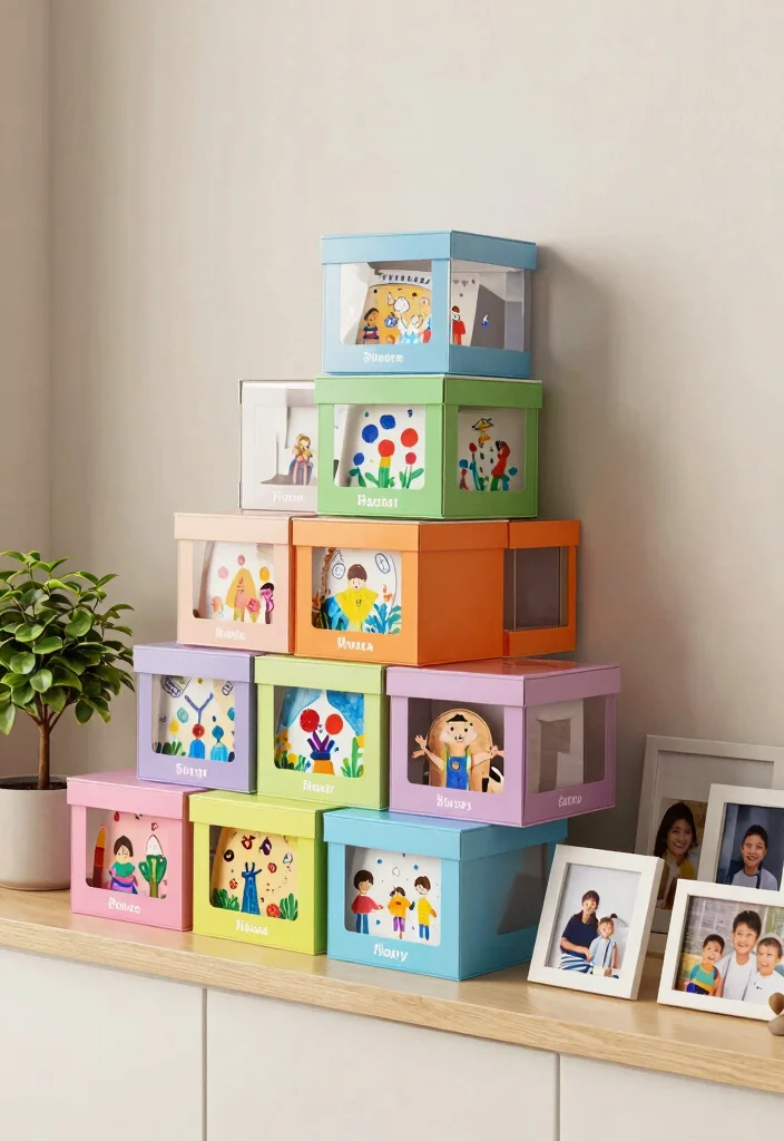 18 Kids Art Wall Display Ideas That Showcase Creativity - 7. Art in a Box 1