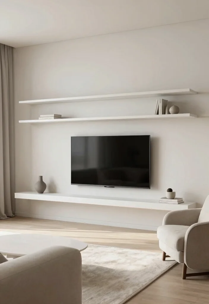 18 TV Wall Shelf 2026 Trending Ideas With Sleek Modern Style - 3. Minimalist White Shelves 1